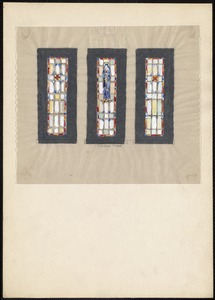S. Margaret Mary. Color design for one of the two windows under the rose (south east), Saint Margaret Mary's Church, Westwood, Massachusetts