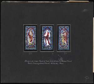 Designs for outer panels of east aisle window fourth from chancel, Union Congregational Church, Wollaston, Mass.