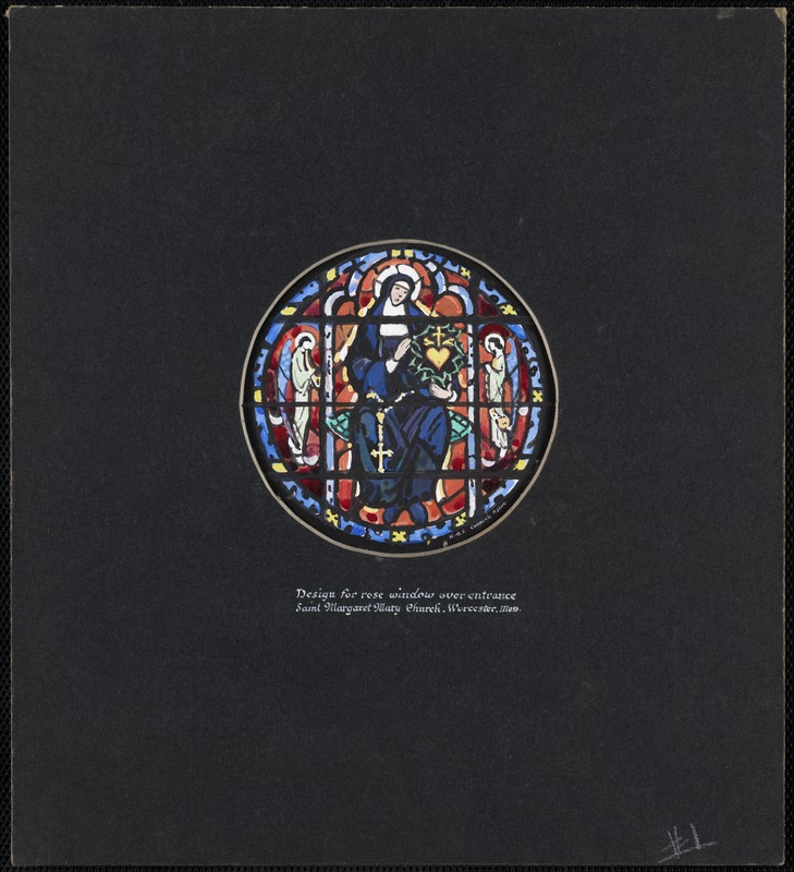 Design for rose window over entrance, Saint Margaret Mary Church, Worcester, Mass.