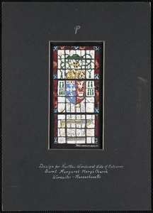 Design for narthex window at side of entrance, Saint Margaret Mary's Church, Worcester, Massachusetts