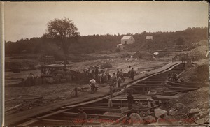 Sudbury Department, Hopkinton Dam, trench and concrete mixer, Ashland, Mass., 1890