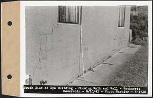 South side of Spa Building, showing walk and wall, Wachusett Reservoir, Clinton, Mass., Sep. 10, 1941