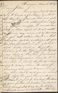 Letter from Thomas F. Cordis to John D. Long, March 15, 1873