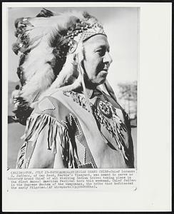 Named Honorary Indian Grand Chief - Chief Lorenzo D. Jeffers, of Gay Head, Martha's Vineyard, was named to serve as honorary Grand Chief of all visiting Indian tribes taking place in the first Annual American Festival here this weekend. Chief Jeffers is the Supreme Sachem of the Wamponags, the tribe that befriended the early Pilgrims.