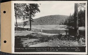 Contract No. 51, East Branch Baffle, Site of Quabbin Reservoir, Greenwich, Hardwick, looking upstream from culvert site, Sta. 1+96, Hardwick, Mass., May 26, 1936