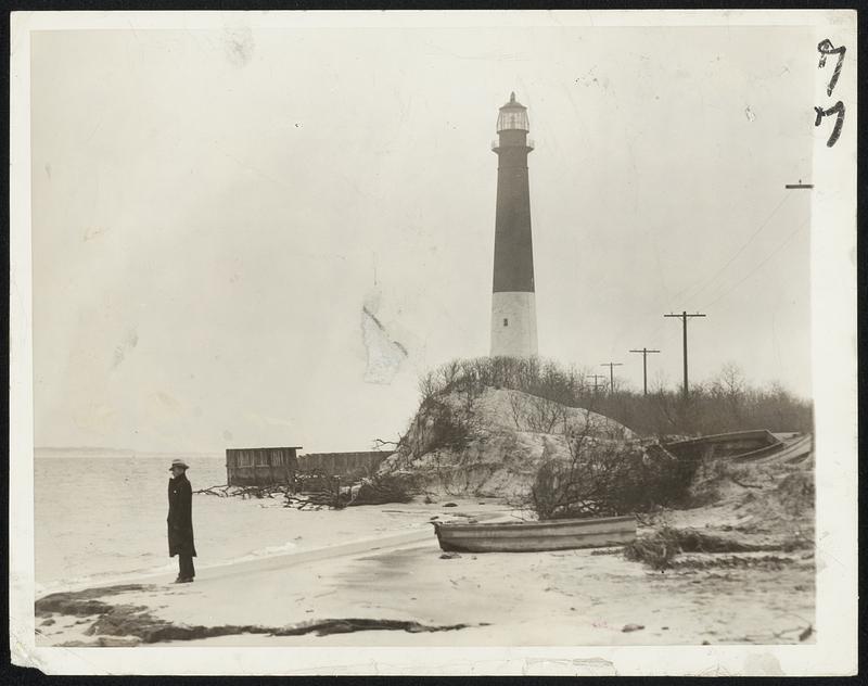 Akron Crashed 20 Miles from Here. The historic Barnegat Lighthouse at Barnegat Point, on the New Jersey Coast - this spot is only 20 miles from the place where the navy dirigible Akron crashed into the sea.