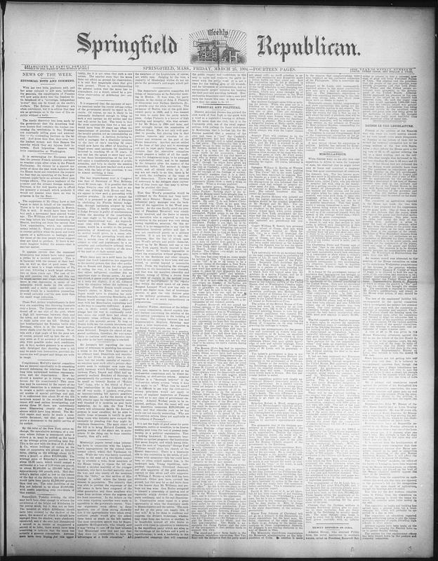 Springfield Weekly Republican. March 25, 1904 - Digital Commonwealth