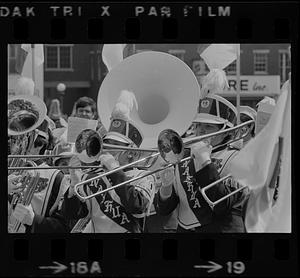 Marching band greeting President Gerald Ford in Concord, New Hampshire
