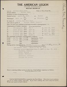 American Legion military record of Charles Ellis Mead