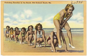 Frolicking beauties on the beach, Old Orchard Beach, Me.