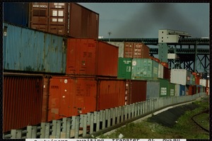Containers awaiting transfer at Moran Terminal