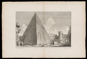 Veduta della Piramide di Cajo Cestio, situata sopra l'antica Via Ostiense, oggi detta di S. Paolo