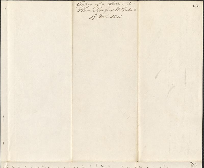 George Coffin to Rufus McIntire, 19 February 1840 - Digital Commonwealth