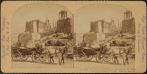 Acropolis from below, monument of Agrippa and Temple of Nike, Athens, Greece