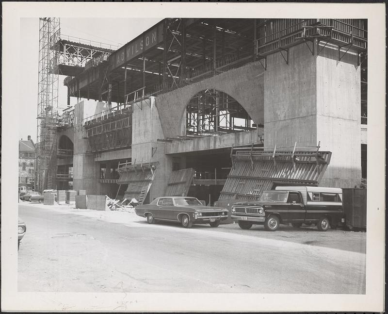 Construction of Boylston Building, Boston Public Library, Exeter Street