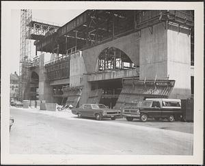 Construction of Boylston Building, Boston Public Library, Exeter Street façade