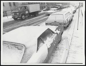 Snow scene in downtown Lawrence.