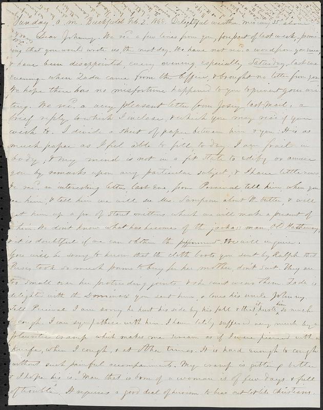 Letter from Zadoc Long to John D. Long, February 2, 1868 - Digital ...