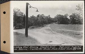 Contract No. 80, High Level Distribution Reservoir, Weston, looking west showing Thornton Drive, high level distribution reservoir, Weston, Mass., Jul. 23, 1940