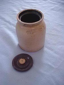 American salt-glazed stoneware jam crock