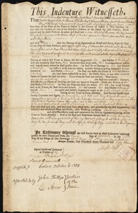 Elizabeth Simpson indentured to apprentice with Moses Bass of Boston, 3 October 1759