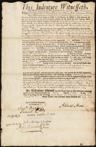 John Banks indentured to apprentice with Andrew Adams of Grafton, 3 October 1759