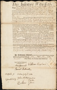 Abigail Cox indentured to apprentice with William Warland of Boston, 1 July 1760