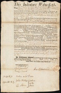 Elizabeth Clough indentured to apprentice with Hezekiah Blanchard of Boston, 1 October 1760