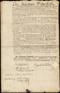 Margarett Cunningham indentured to apprentice with Hezekiah B Welch of Boston, 6 October 1762