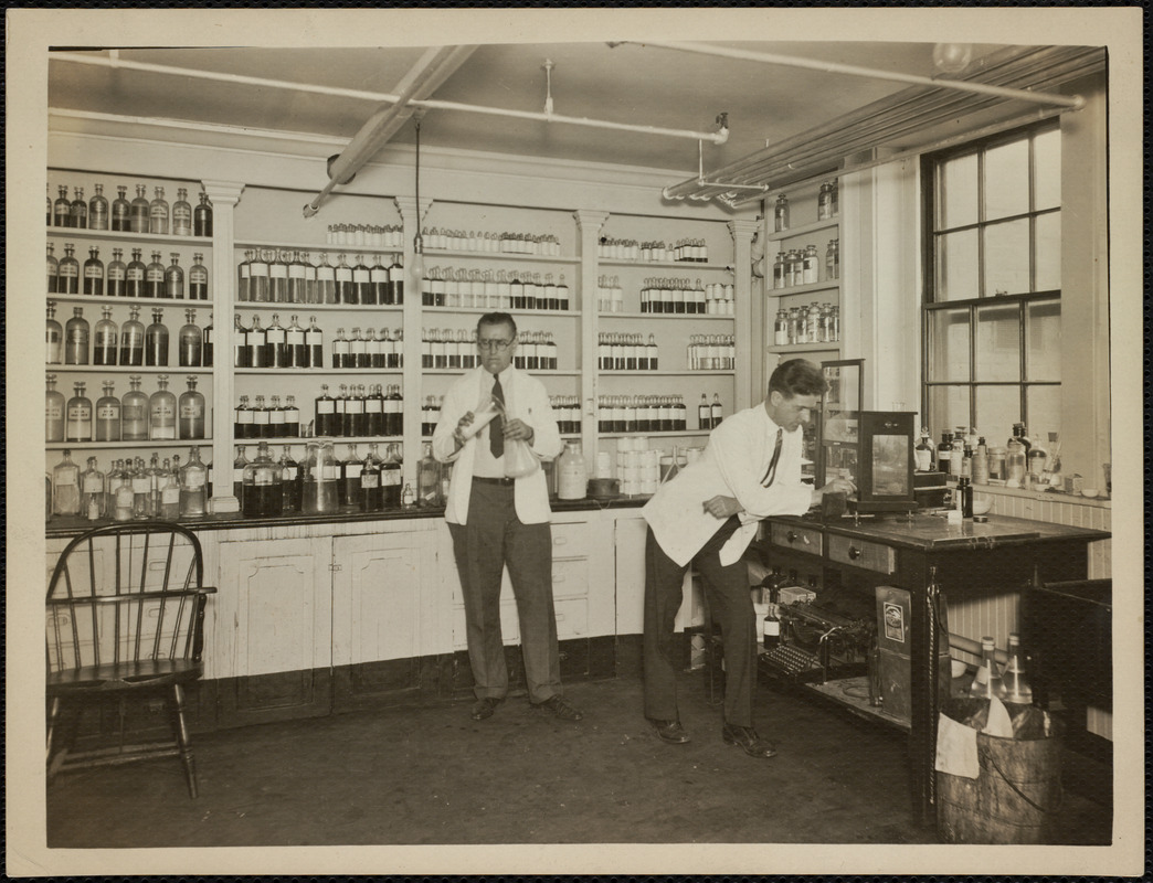 Pharmacists in pharmacy on Long Island in Boston Harbor