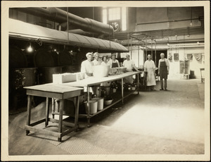 View of laundry or food service employees on Long Island in Boston Harbor
