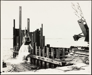 View of hoisting machinery at Long Island in Boston Harbor