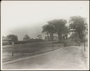 View of road and buildings on Long Island in Boston Harbor