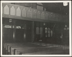 View of chapel interior on Long Island in Boston Harbor