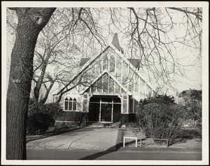 View of chapel building on Long Island in Boston Harbor