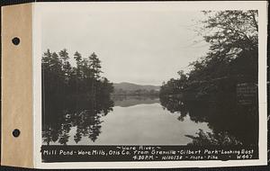 Ware River, mill pond, Ware Mills, Otis Co. from Grenville, Gilbert Park, looking east, Gilbertville, Hardwick, Mass., 4:30 PM, Oct. 20, 1932