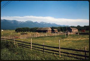 Farm and mountains, possibly Montana