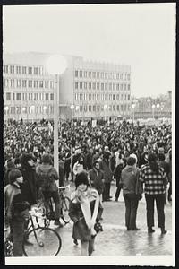 Demonstration in support for the Chicago Seven at City Hall Plaza, Boston