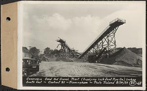 Contract No. 85, Manufacture and Delivery of Precast Concrete Steel Cylinder Pipe, Southborough, Framingham, Wayland, Natick, Weston, Generazio Sand and Gravel Plant, supplying Lock Joint Pipe Co., looking southeast, Framingham, Mass., Aug. 24, 1939