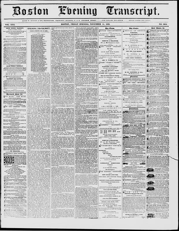 Boston Evening Transcript. November 11, 1859 - Digital Commonwealth
