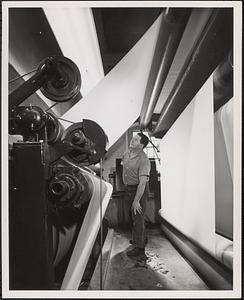 Between Press and Dryers, machine room, Bay State Mill, early 1950s