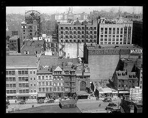 View of Boston from above, Majestic Theatre in foreground