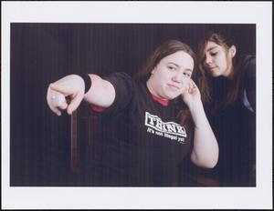 Two young women performing