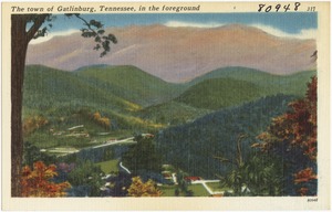 The town of Gatlinburg, Tennessee, in the foreground