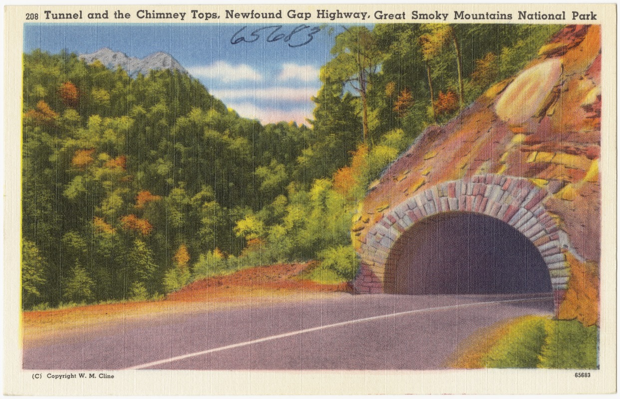 Tunnel and the Chimney Tops, Newfound Gap Highway, Great Mountains National Park
