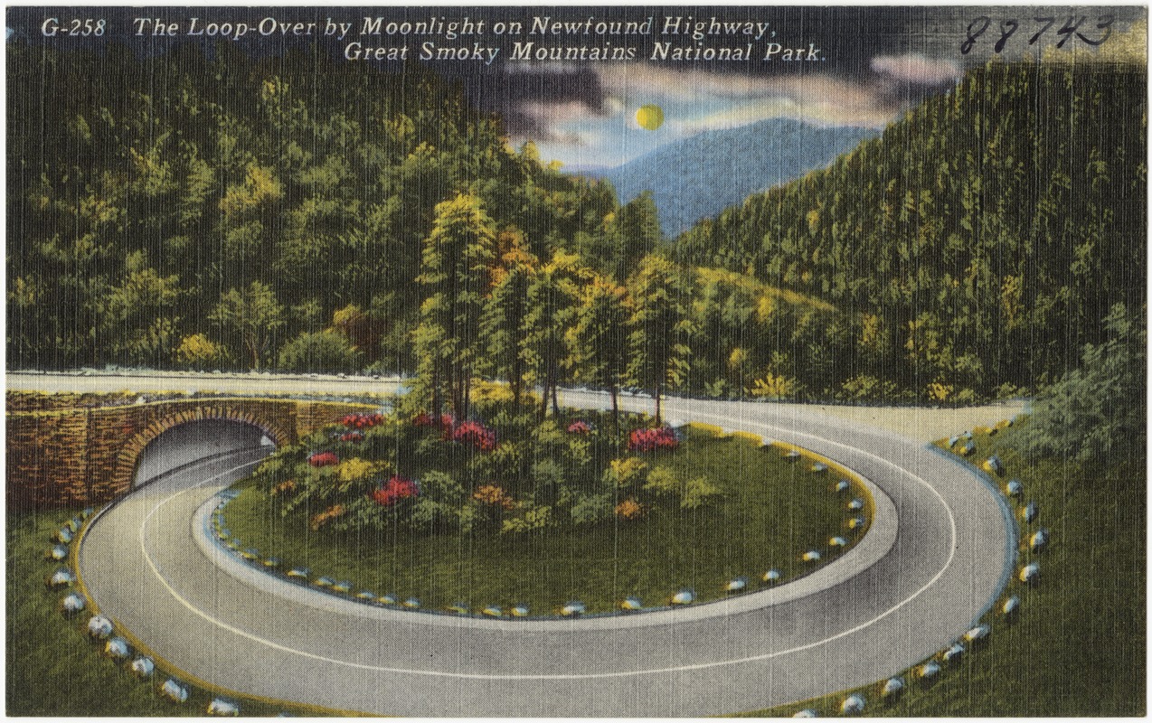 The loop-over by moonlight on Newfound Highway, Great Smoky