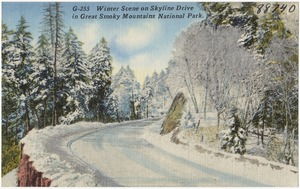 Winter scene on Skyline Drive in Great Smoky Mountains National Park.