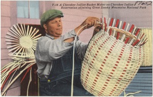 A Cherokee Indian Basket Maker on Cherokee Indian Reservation adjoining Great Smoky Mountains National Park