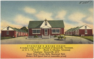 Etherton's Motor Court, a modern motel, 7 miles northeast of Greeneville, Tennessee
