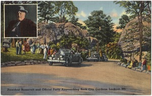 President Roosevelt and official party approaching Rock City Gardens, Lookout Mt.